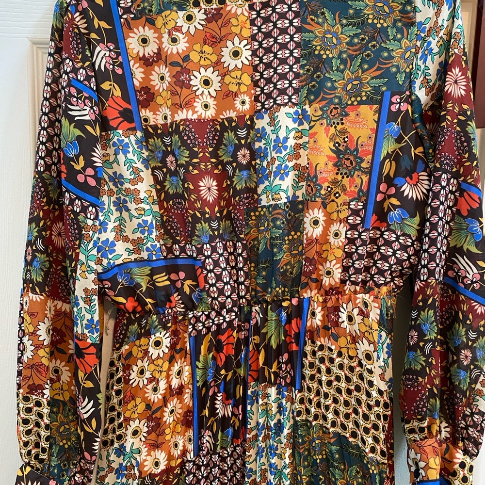 Emma & Michele Colorful Floral Long Sleeve quilt print Dress flowy autumn - Picture 3 of 3